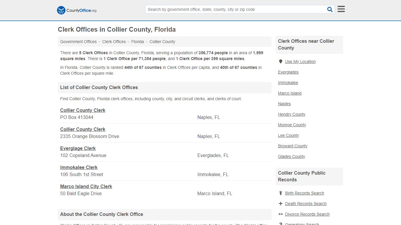 Clerk Offices - Collier County, FL (County & Court Records)